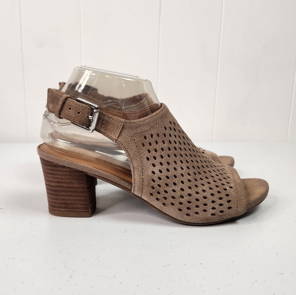 Franco Sarto Mandi 2 Beige Suede Leather Open Toe Heel Slingback Shoes Size 7.5 - Picture 2 of 11